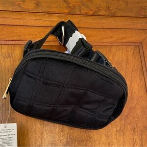 NWT Black Quilted Velvet Waist Bag - Casual Crossbody Sling